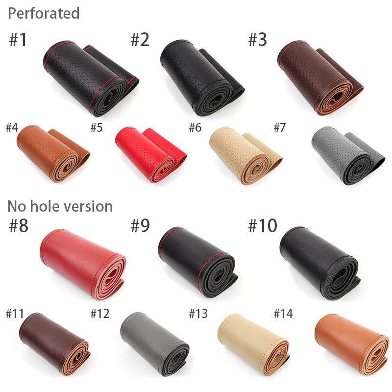 Чехол на руль из натуральной кожи для автомобиля нескользящий ручного шитья