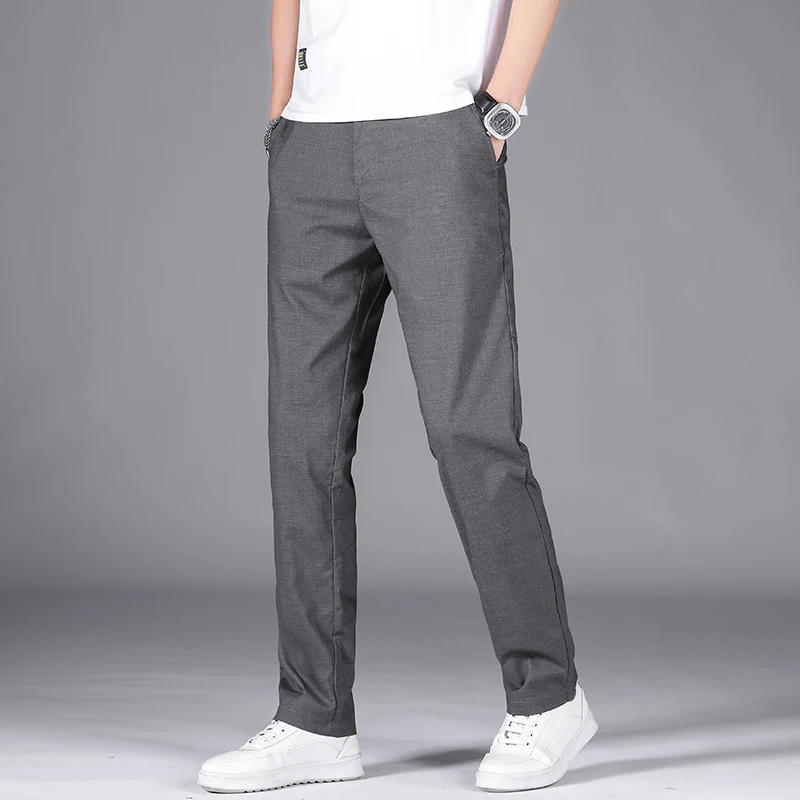 

SHAN BAO High Quality Lyocell Modal Lightweight Straight Pants 2021 Summer Brand Business Casual Men's Thin Pants 28-42