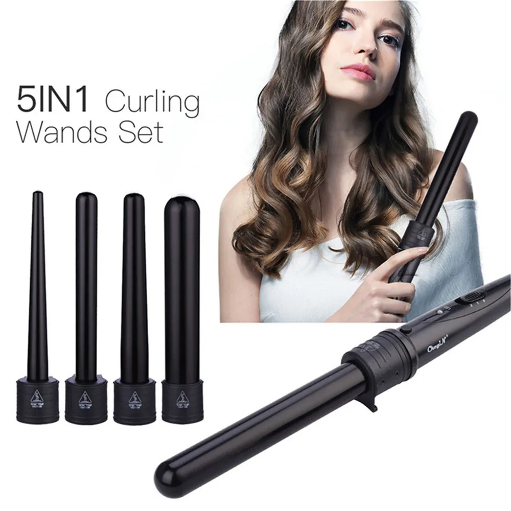 5 in 1 Curling Wand with Tourmaline Ceramic Barrels 5 Interchangeable Hair Wand Hair Big Waves Curling Iron set Hair Curler