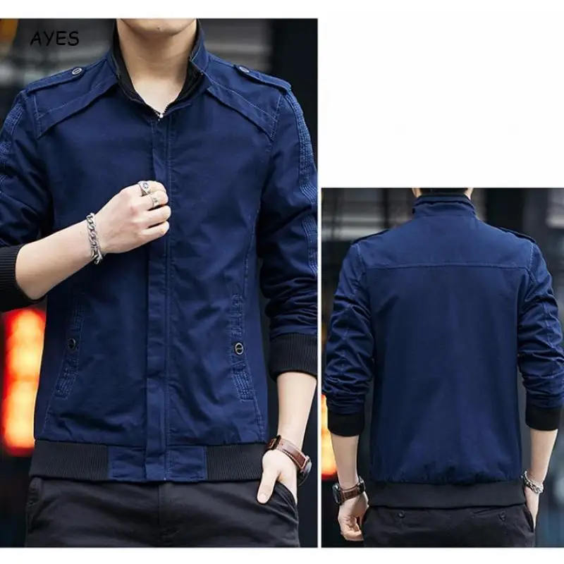 

Mens Jackets Spring Autumn Casual Coats Solid Mens Streeetwear Stand Collar Slim Jackets Male Zipped Plus Size Bomber Jackets