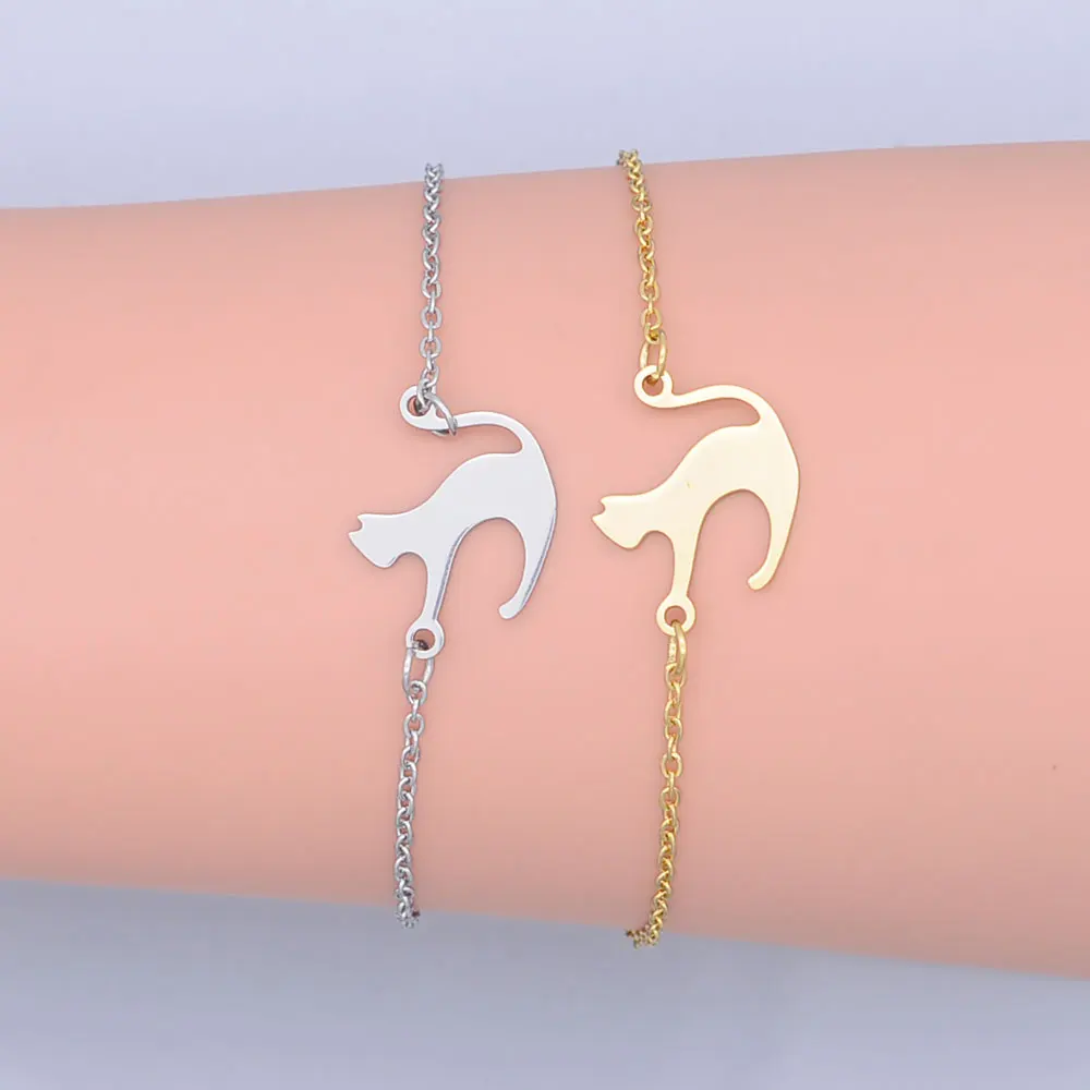 100% браслет из нержавеющей стали для женщин с очаровательным котом Китти оптовая