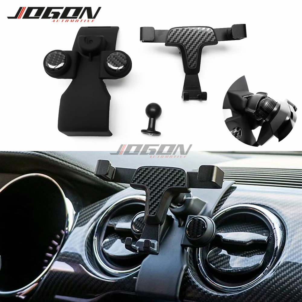 

Carbon Fiber Look Mobile Phone Holder Dashboard Air Vent Outlet Stand Clip Mount Trim For Ford Mustang 2015 - 2019