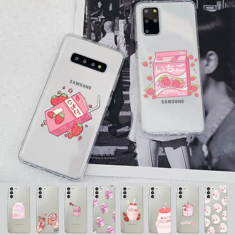 

Kawaii Japanese Strawberry Milk Phone Case For Samsung A 51 30s 71 21s 70 10 31 30 52 12 40 S20 21 plus lite UlTRA