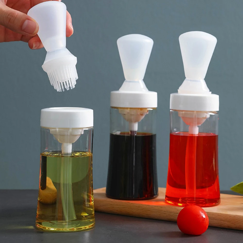 Portable Silicone Oil Brush with Bottle Barbecue Grill Oil Brushes BBQ Liquid Oil Pastry Kitchen BBQ Tools Gadgets Accessories