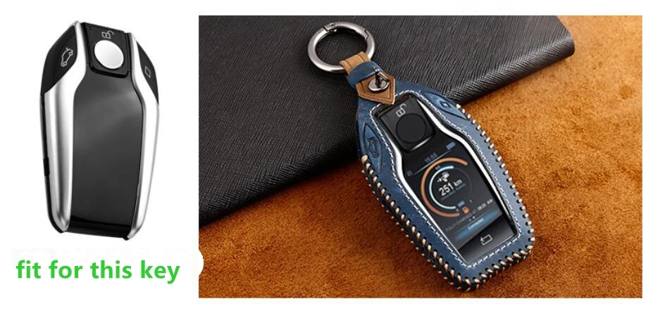 Автомобиль из натуральной кожи светодиодный Дисплей ключ чехол держатель для BMW 5