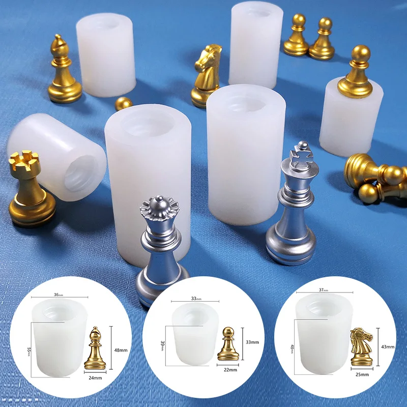 

Chess Silicone Mold 3D International Chess DIY Candle Expoy Clay Epoxy Resin Crafts Mould Handmade Chocolate Baking Accessories