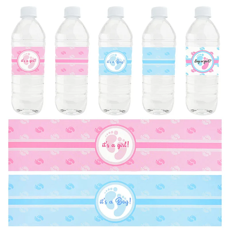 

24pcs Child Baptism Water Bottle Sticker It's A Girl/Boy Decoration Decals Pink Blue Baby Shower Baby Kids Gender Reveal Decor