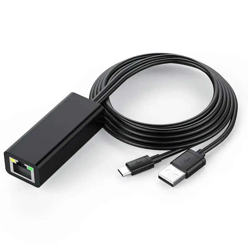 Fire tv Stick HD 480 Мбит/с микро USB2.0 к Ethernet адаптер для Chromecast USB 2,0 к RJ45 для Google Chromecast 2 1 Ультра аудио - Цвет: Черный
