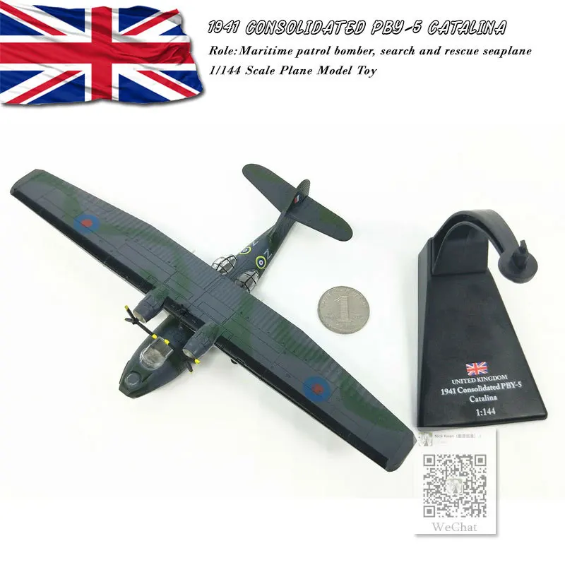AMER 1/144 масштаб RAF 1941 Объединенный PBY-5 Catalina Seaplane Bomber литой металлический самолет модель игрушки для подарка, коллекции, детей