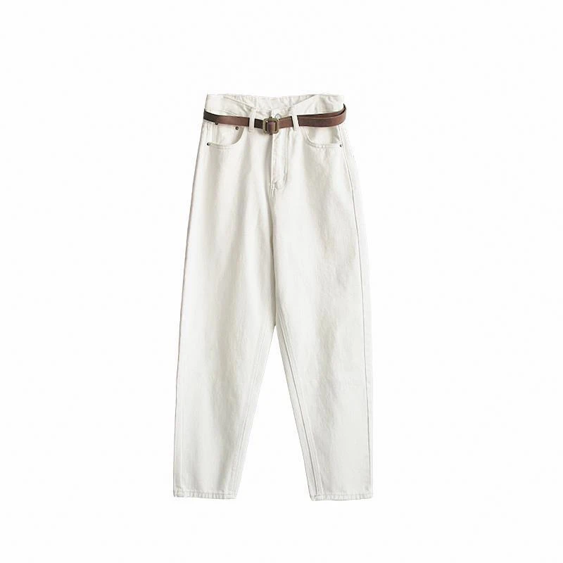 

New Arrival 2020 Spring Autumn Korea Fashion Women High Waist White Jeans Femme Loose Casual Denim Harem Pants Plus Size S720