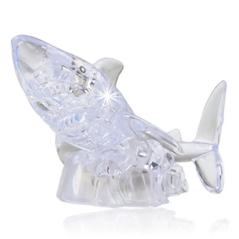 

New 3D Crystal Shark Puzzle with Light Adult Children's Intellective Learning Toys Home Decoration