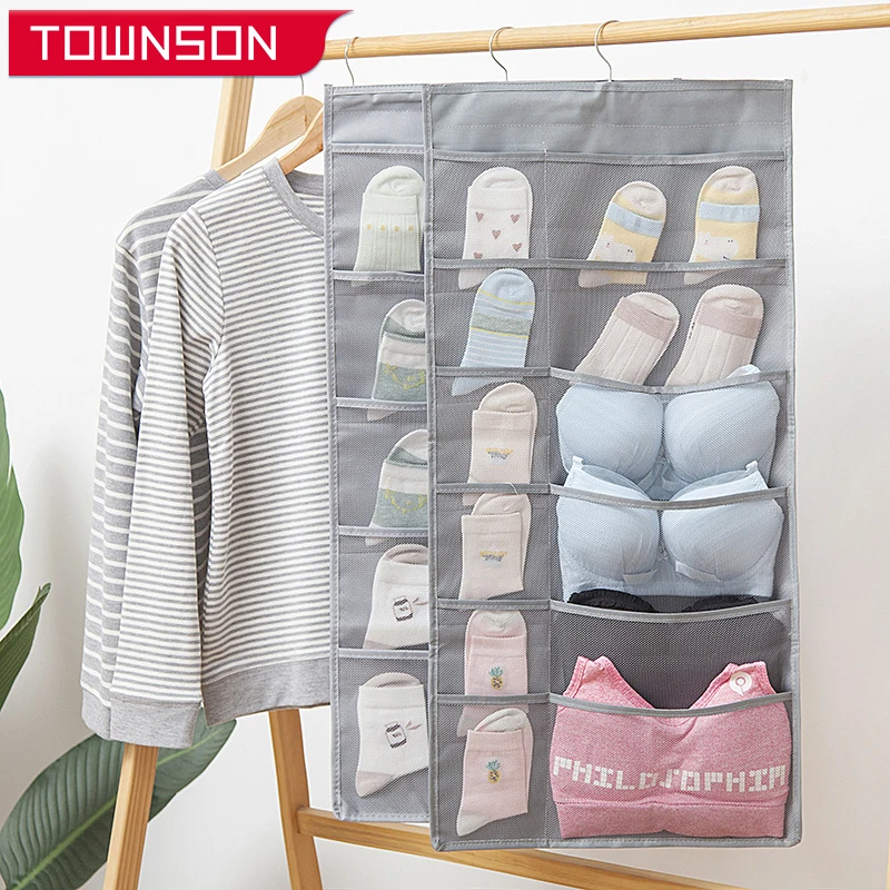 

15/30 Pockets double-sided Oxford cloth clothing storage hanging bag Socks bra storage organizer Underwear Hanging Organizer