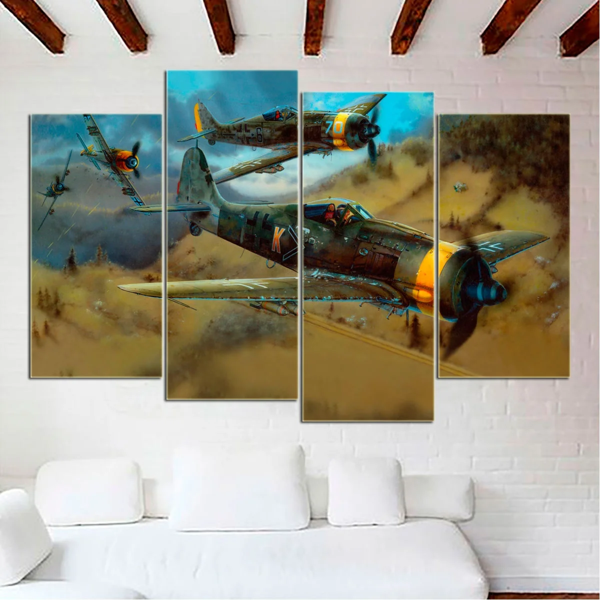 

Картина на холсте, настенный плакат, 4 шт., авиационный самолет Fw 190, современный для гостиной, домашний декор, Модульная картина