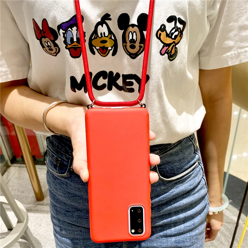 INS Crossbody Strap Case for Samsung Galaxy S10 S8 S9 plus S7 Note 8 9 10 10pro A51 A71 A10 A20 A30 A50 Matte Soft Lanyard Cover | Мобильные