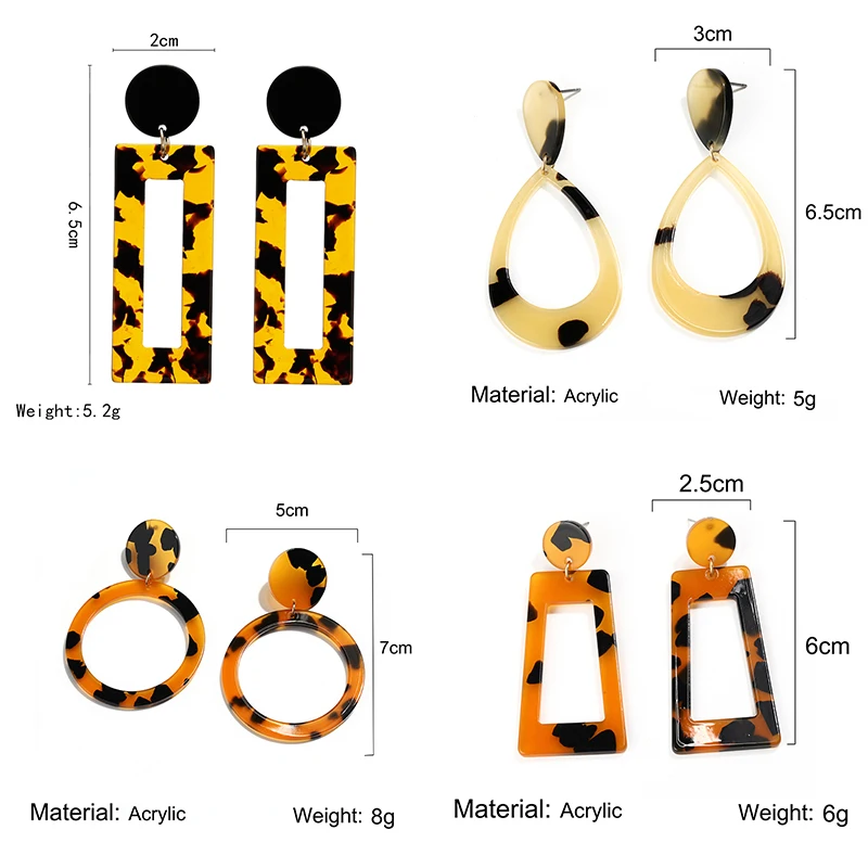 Женские преувеличенные индивидуальные цветные висячие Серьги из ацетата с