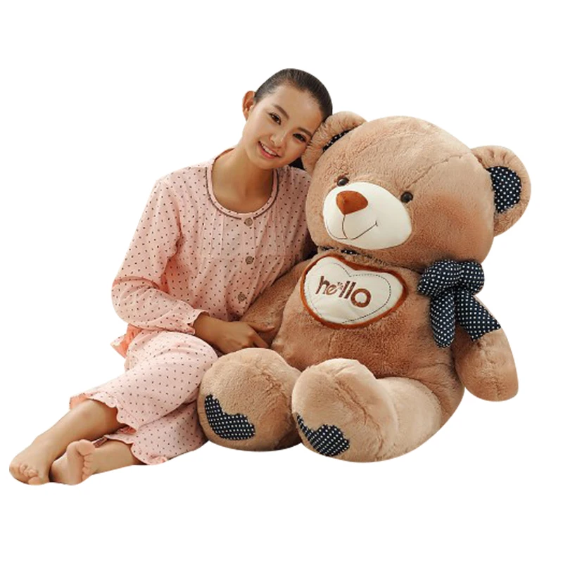 

LOVE Hello Bear Brown White Stuffed Plush Toy Cute Teddy Doll For Girlfriend Sister Children Toys Gift
