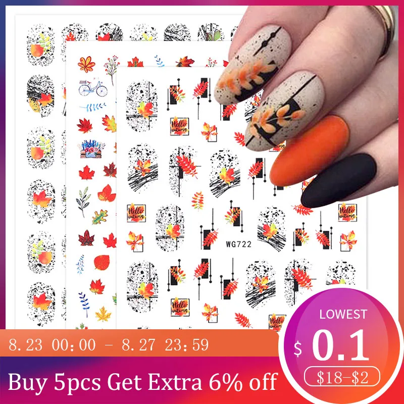 1 шт. Переводные картинки в виде листьев клена|Стикеры и наклейки| |