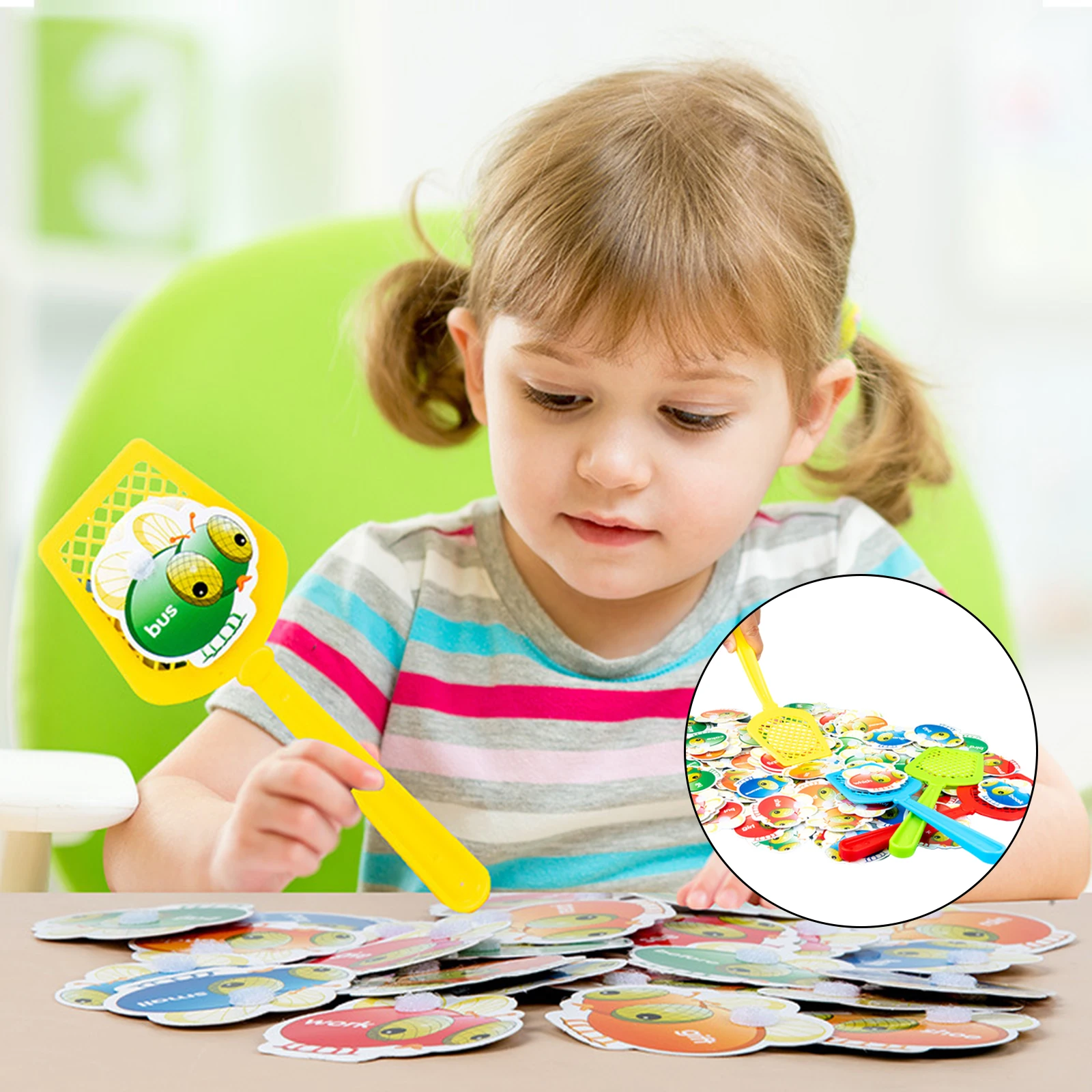

Fly Swatter Anti-stress Fidget Toy English Word Game Swat A Sight Word Early Educational Enlightenment Kids Toy Teaching Cards