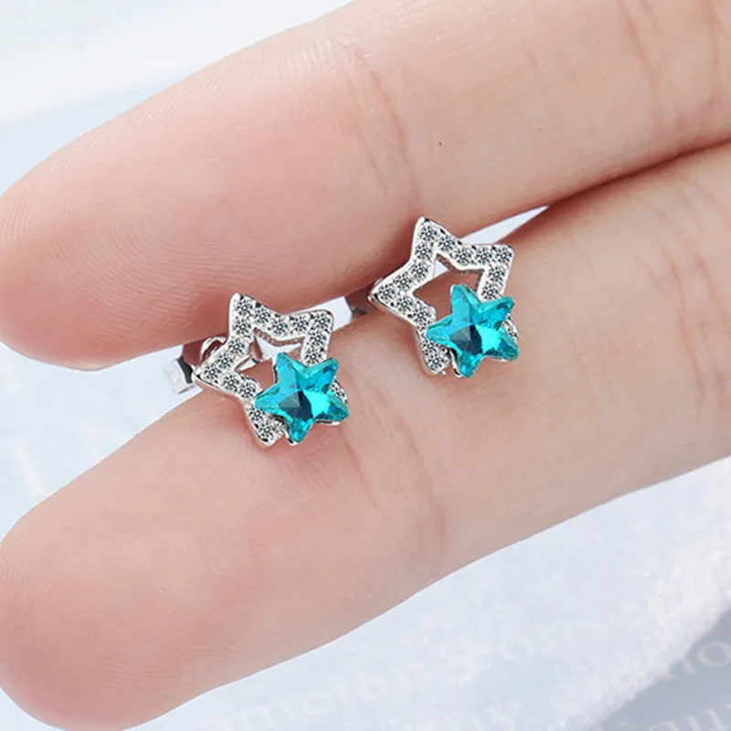 Женские серьги гвоздики MEETSOFT модные из стерлингового серебра 925 пробы с