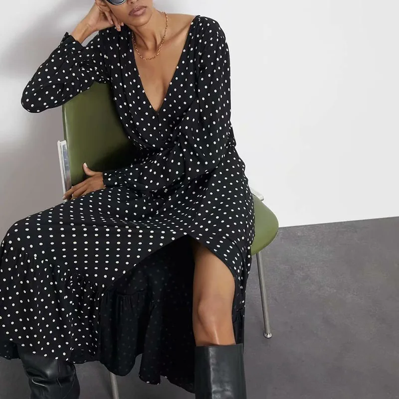 Женское осеннее сексуальное платье с длинным рукавом винтажное женское длинное