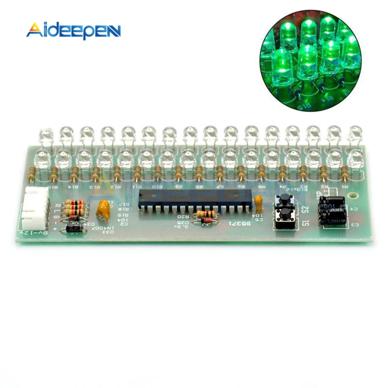 DC 8 V-12 V 16 Светодиодный двухканальный MCU Регулируемый Дисплей узор светодиодный VU измеритель уровня индикаторный усилитель аудио Музыка выравнивания модуль