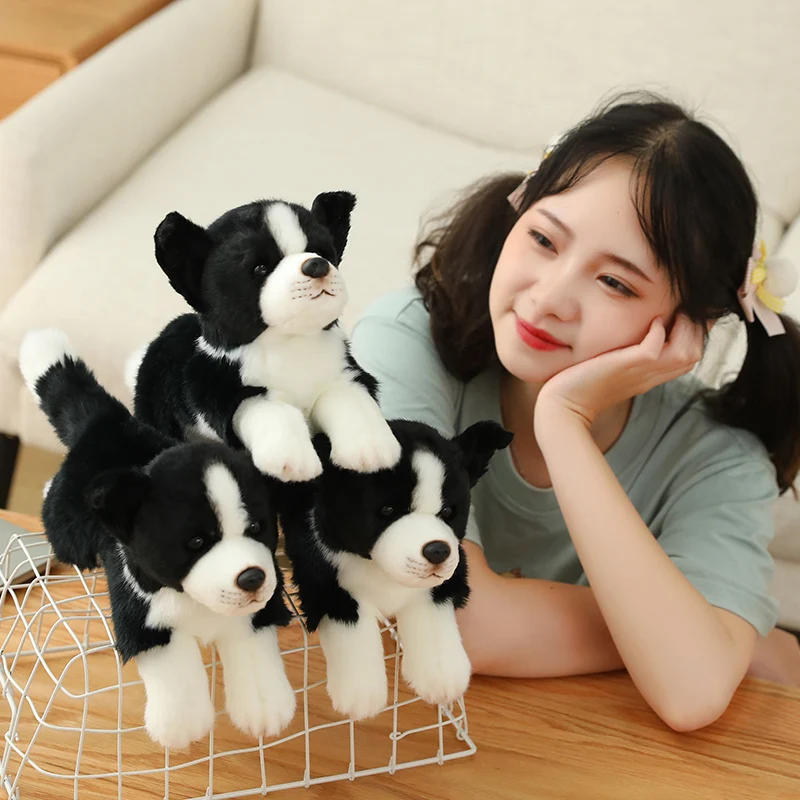 

1pc 29cm cute cartoon simulation border collie plush doll soft plush stuffed animal dog gift for girlfriend and kids
