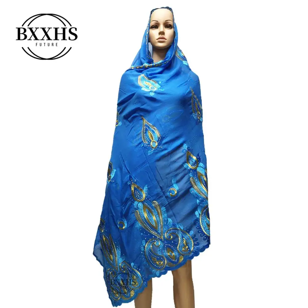 Африканская Женская шаль мусульманская вышивка хлопок шарф хиджаб