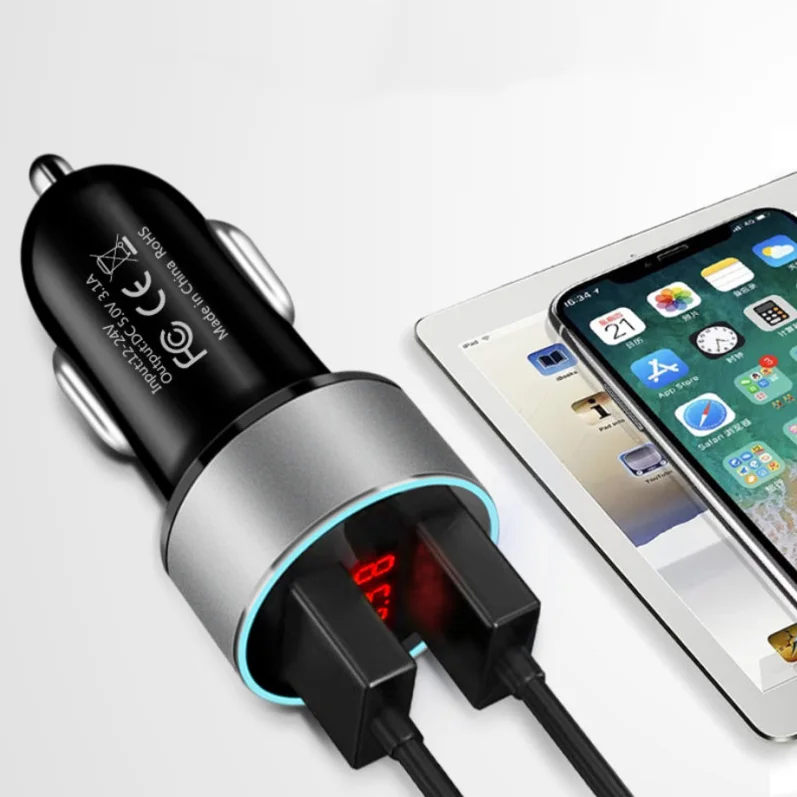 Автомобильный прикуриватель с двумя разъемами USB 3 1 А 12 24 В быстрое зарядное