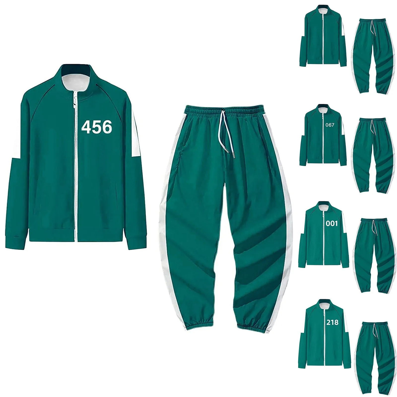 

Squid Game Jacket Pants Round Six Men Women Costumes Cosplay Sports Zipper Cardigan Digital 456 Printing Pocket Sweatshirts Set