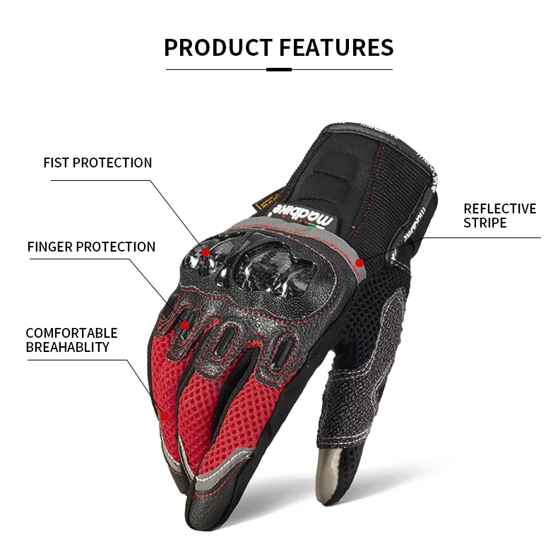 Motorcycle Gloves Leather Touch Screen Breathable Carbon Fiber Protective Gloves Guantes Moto Motocross Racing Gants Glove