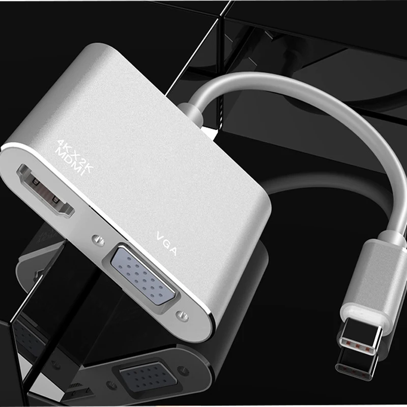 USB C к HDMI VGA адаптер 4K Тип 3 1 концентратор видео конвертеры 10 Гбит/с для Macbook Для Huawei