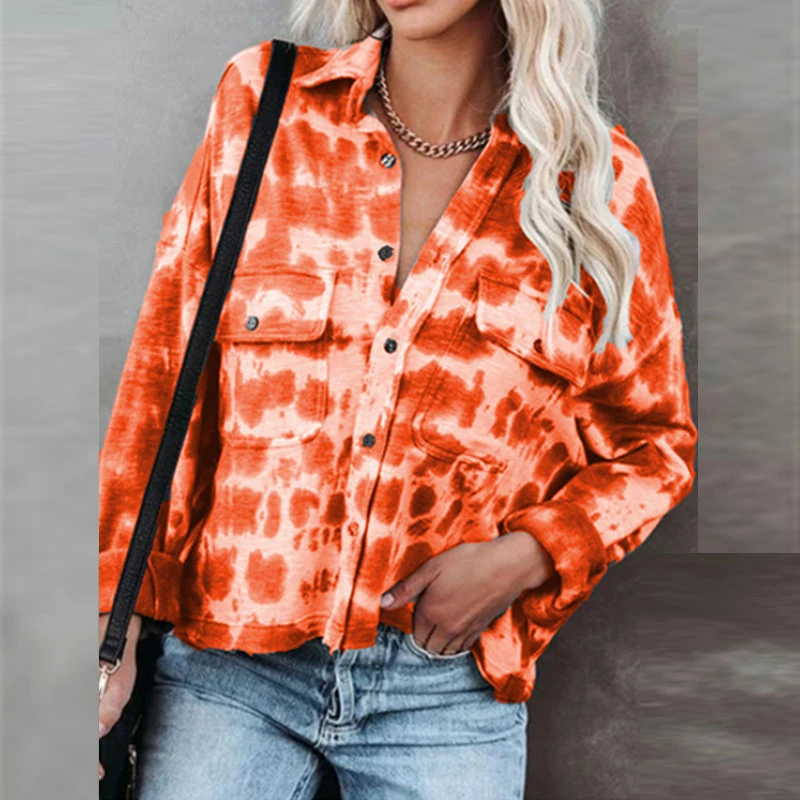 

Женская винтажная блузка с длинным рукавом, осень 2021, модная однобортная офисная рубашка с отложным воротником, Элегантные повседневные св...