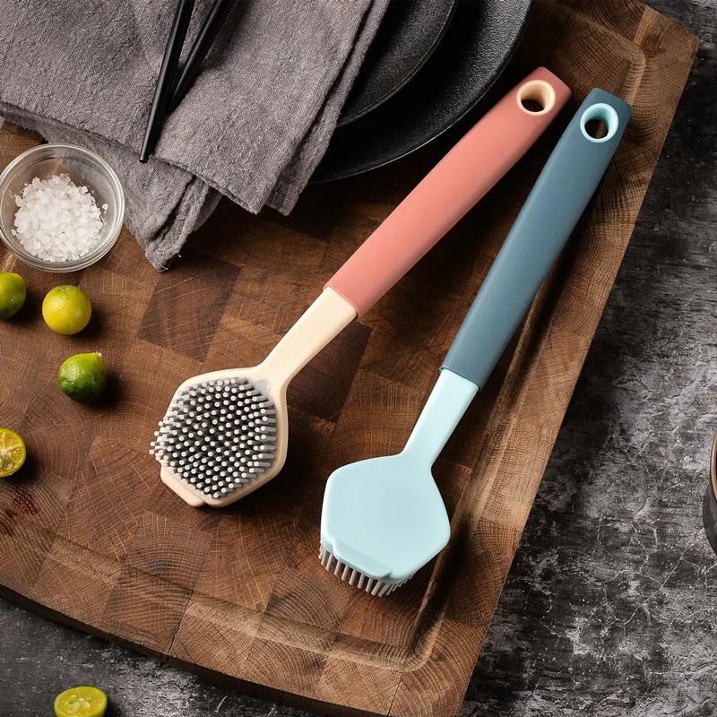 

Long Handle Pan Brush Cleaning Brush On-dirty Hands Non-greasy Plastic Pot Brush Stovetop Brush Kitchen Cleaning Tools