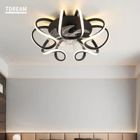 bedroom ceiling fan lamp frequency conversion modern minimalist ceiling fan lamp dining room living room household room chandeli