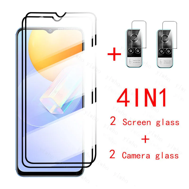 

Защитное стекло 4 в 1 для Vivo Y52, защита экрана, закаленное стекло для VivoY52 Vi vo Y 52 52Y 6,58 дюйма, Защитная пленка для объектива камеры