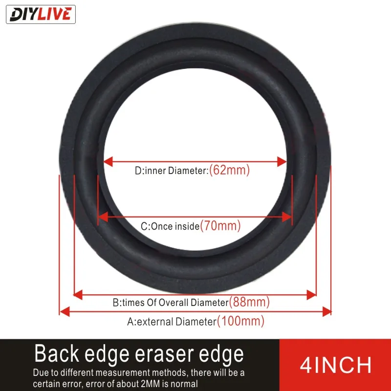 

DIYLIVE 4-inch subwoofer speaker repair accessories rubber rim folding ring subwoofer (100mm) Back edge eraser edge