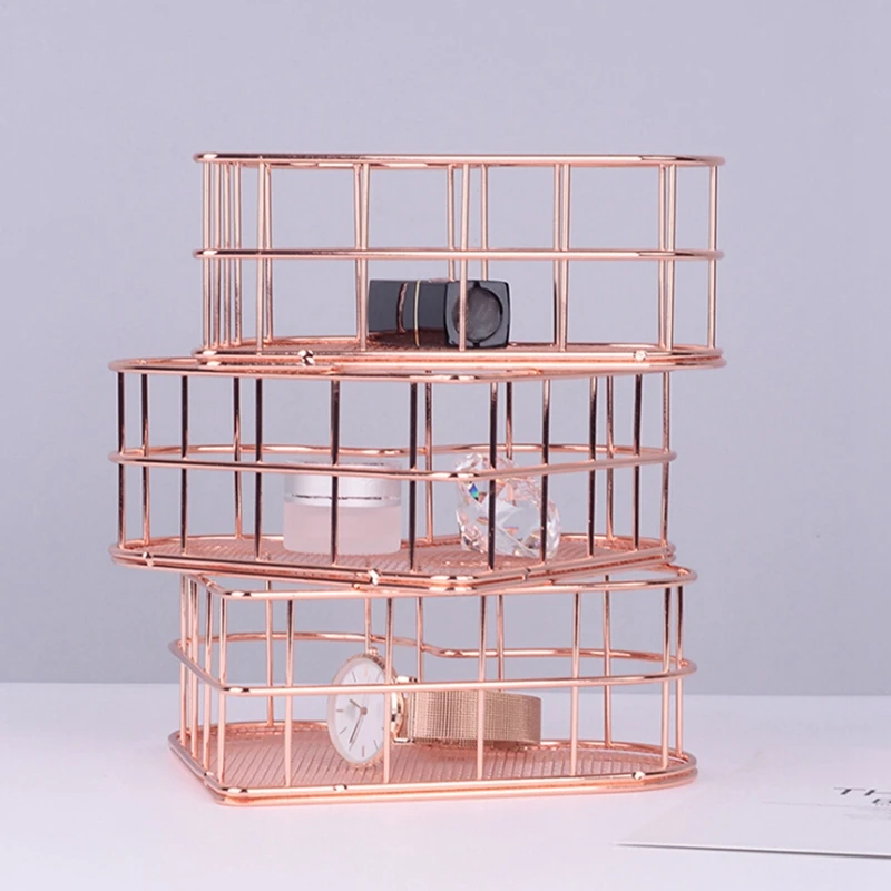 

Heart-shaped Metal Iron Storage Basket Nordic Gold Desktop Cosmetic Sundries Rose Gold Wrought Iron Fruit Storage Basket
