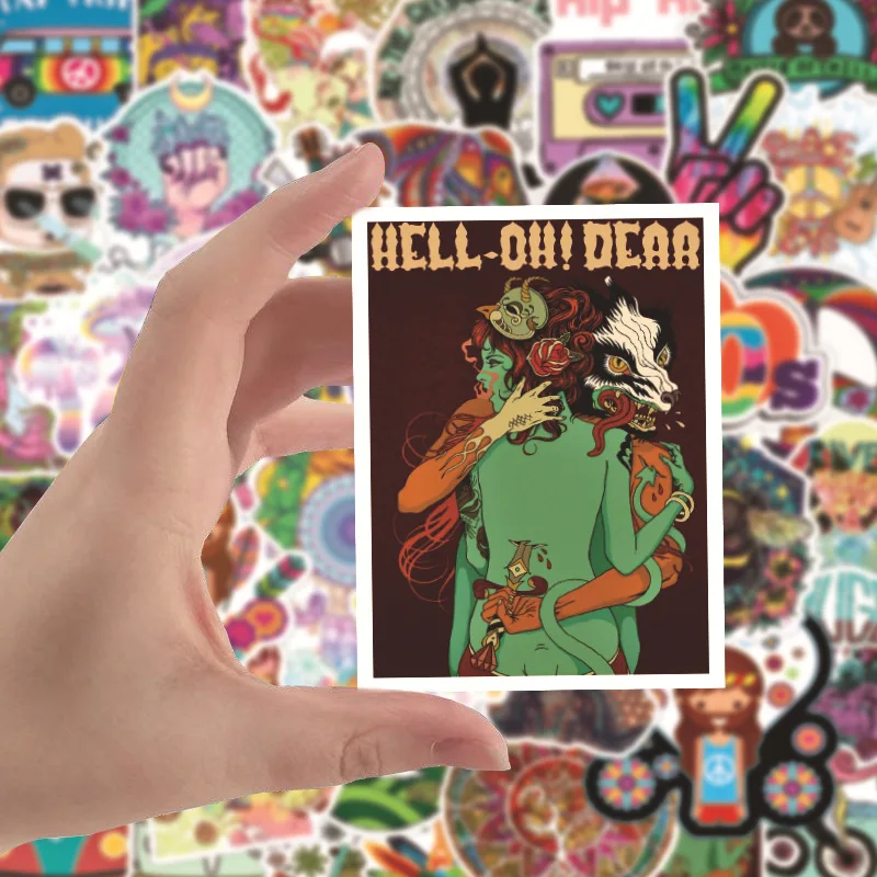103050pcs retro hippies stickers diy skateboard guitar fridge laptop motorcycle luggage phone decal graffiti stickers kids toy free global shipping