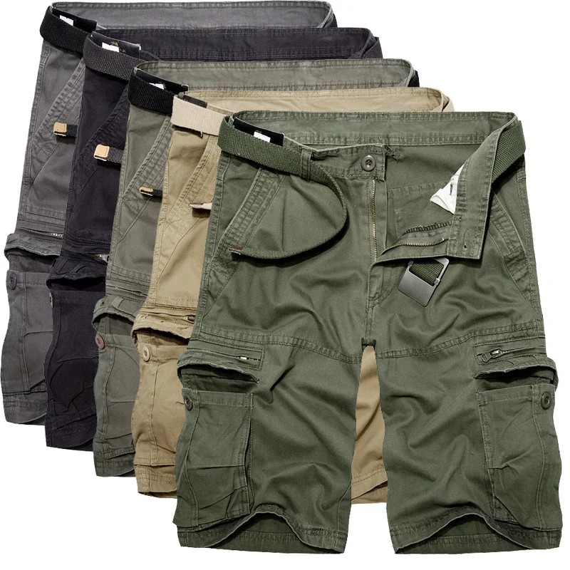 

2021 Summer Mens knee Length Cotton Army Cargo Shorts Men Casual Shorts multi-pocket loose shorts Trousers dropshipping