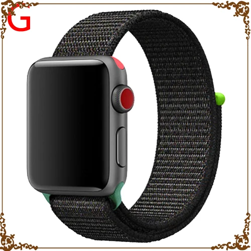 new Black red Ремешок для Apple Watch, ремешок для Apple Watch 5, 4, 44, мм, 42 мм, iwatch band 3, 2, 5, 42 мм, 38 мм, Спортивная петля, correa, нейлоновый ремешок для часов - Цвет ремешка: new Black red