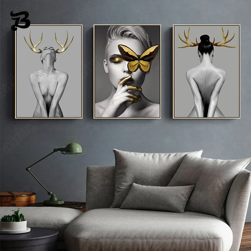 

Canvas Painting for Living Room Modern Fashion Sexy Nude Women Abstract Decorative Wall Art Pictures Prints Home Wall Decoration
