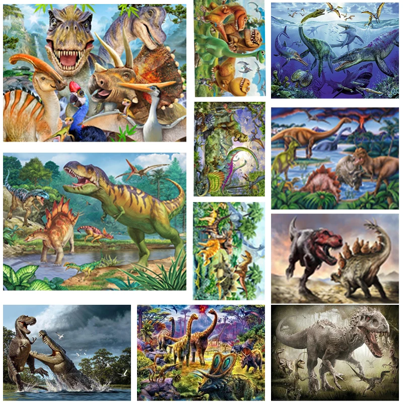 

Animal Picture Ancient Dinosaurs Diamond Painting Full Square/round Embroidery Cross Stitch Mosaic Diamond Home Rooms Decoration