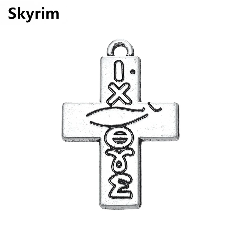 Уникальные Подвески с крестом Skyrim 10 шт./лот гравировкой I LOVE сделай сам винтажные