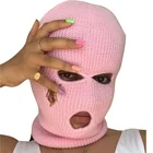 Новое поступление, Балаклава, теплая пуловер и шапка с тремя отверстиями, шерстяная вязаная маска для лица для мужчин и женщин, шапочки для женщин и мужчин