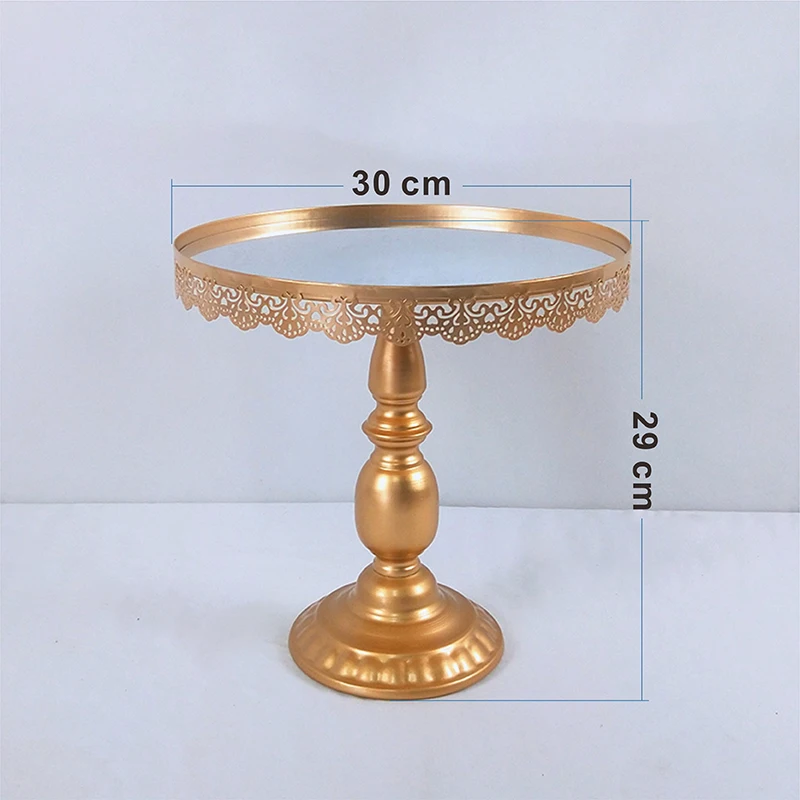 30CM Европейский Золотой Стиль Солнцезащитные очки, зеркальные круглые металлическая, для подставки для пирожных пластина домашняя одежда для свадьбы, дня рождения подставка для торта инструмент - Цвет: 30CM