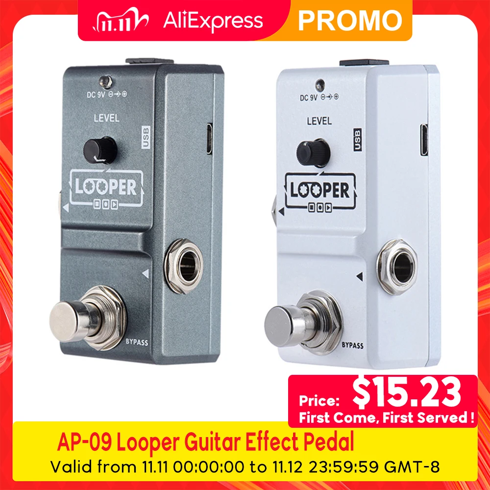 

Гитарная педаль ammoon AP-09 Looper Nano Series Loop педаль эффектов для электрогитары True Bypass, аксессуары для гитары
