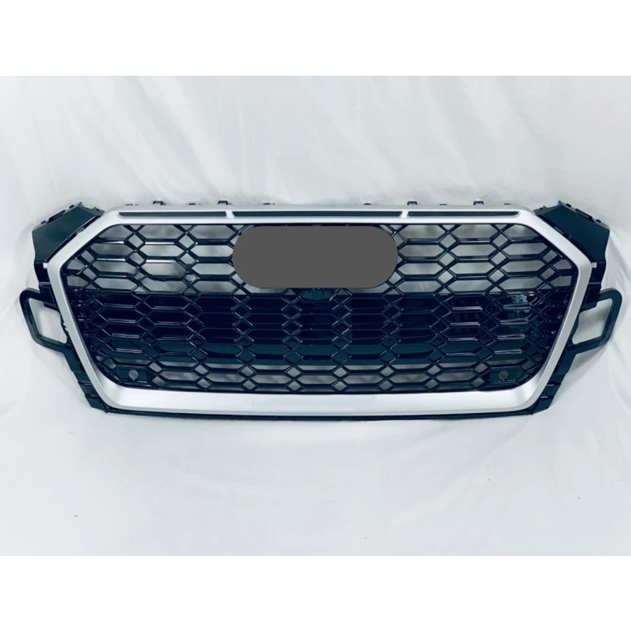 

For RS5 Style Front Sport Hex Mesh Honeycomb Hood Grill Silver Frame Black Grill for Audi A5/S5 2020-2021 car accessories