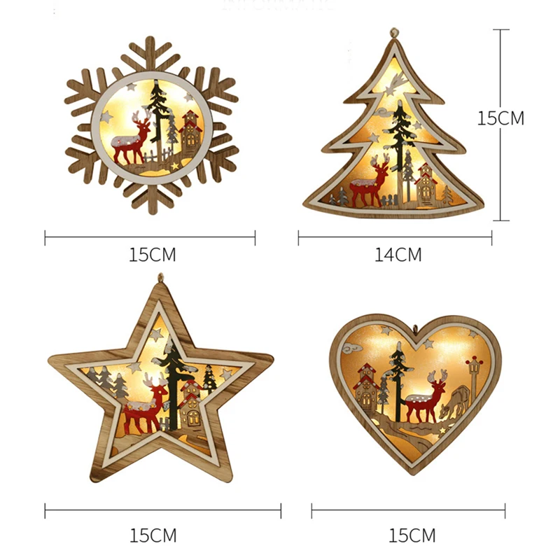 Светодиодный деревянный ночной Светильник Рождественский кулон-украшение