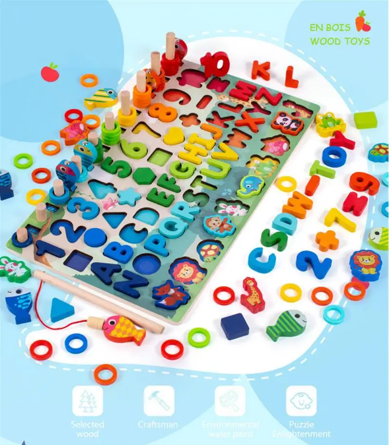 

Деревянные развивающие игрушки Монтессори, Математические Игрушки для раннего развития, игрушки для детей геометрической формы, развивающ...