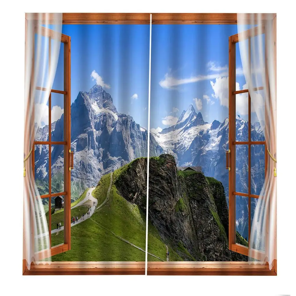 Шторы светонепроницаемые с 2 панелями занавески для гостиной спальни природным